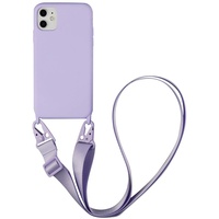 Sitthyw Handykette Hülle für iPhone 11 Necklace Case Handyhülle mit Band Silikon Handy-Kette Bumper Handy Hülle zum Umhängen mit Kordel Schutzhülle Cover(abnehmbar), Violett