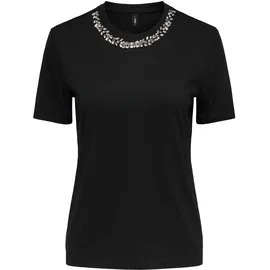 Only ONLPARKER S/S O-NECK BLING TOP BOX JRS Kurzarmshirt Schwarz S
