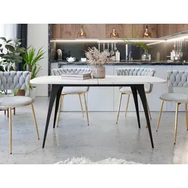 Mirjan24 Esstisch, Weiß Hochglanz, Holzwerkstoff, Oval,Oval, 160x76x90 cm, Esszimmer, Tische, Esstische