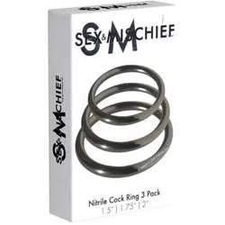 Nitril Penisringe in 3 Größen, schwarz, latexfrei (3 Stück) 3 St