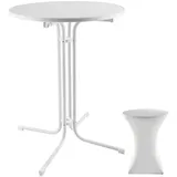 Tectake Stehtisch klappbar Ø80 cm Weiß