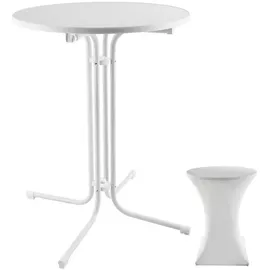 Tectake Stehtisch klappbar Ø80 cm Weiß