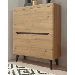 Highboard "Ronson" in Artisan Eiche und schwarz skandinavisch 107 x 134 cm