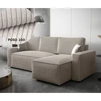 Ecksofa AMRO Schlafsofa mit Bettkasten CORD Stoff (Beige) - Beige