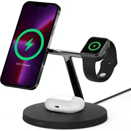 Belkin BoostCharge Pro Drahtloses 3-in-1-Ladegerät mit MagSafe 15W schwarz
