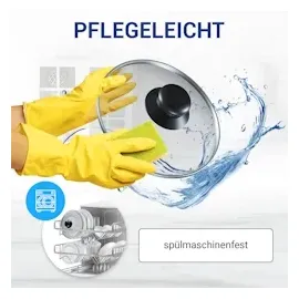 Vioks Glasdeckel universal 16cm Dampfaustrittsöffnung Topfdeckel mit Knopfgriff