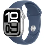 Apple Watch Series 10 GPS + Cellular 42 mm Aluminiumgehäuse silber Sportarmband denim M/L