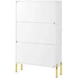 modfu Schuhschrank 73 x 120 x 24 cm 3 Türen hochglänzend / weiß