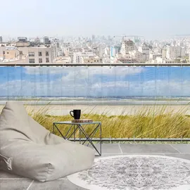 Bilderdepot24 Bilderwelten Balkon, Blau, Kunststoff, Wasser/Strand/Meer, Rechteckig, 450x75 cm, Bilder und Zubehör, Wandbilder, Leinwandbilder