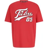FUBU T-Shirt "Fubu FBMQ12111RED Fubu Varsity T-Shirt", Herren, Gr. S, rot, weiß, schwarz, 100% Baumwolle, bedruckt, loose fit, Rundhals, Shirts T-Shirt