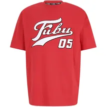 FUBU T-Shirt "Fubu FBMQ12111RED Fubu Varsity T-Shirt", Herren, Gr. S, rot, weiß, schwarz, 100% Baumwolle, bedruckt, loose fit, Rundhals, Shirts T-Shirt
