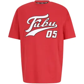 FUBU T-Shirt "Fubu FBMQ12111RED Fubu Varsity T-Shirt", Herren, Gr. S, rot, weiß, schwarz, 100% Baumwolle, bedruckt, loose fit, Rundhals, Shirts T-Shirt