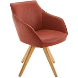 Koinor Armlehnstuhl, Rot, Eiche, Holz, Leder, Echtleder, Büffelleder, Wildeiche, massiv, konisch, eckig, 60x84x67 cm, Goldenes M, Dgm, Lederauswahl, Stoffauswahl, Typenauswahl, Gestellauswahl, automatische Rückholfunktion, Sitzfläche 320° drehbar, Esszimmer, Stühle, Esszimmerstühle, Armlehnenstühle