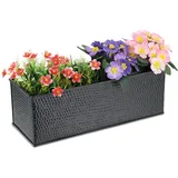 Relaxdays Blumenkasten für innen, Blumentöpfe & Kräuter, rechteckig, Metall, HBT: 14x40x15 cm, Deko Blumenkiste, schwarz