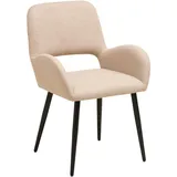 Mid.you Armlehnstuhl, Beige, Holz, Metall, Textil, Pappel, Sperrholz, konisch, 53x82x63 cm, Esszimmer, Stühle, Esszimmerstühle, Armlehnenstühle