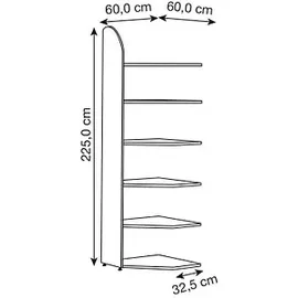 Kerkmann Eckregal Dante lichtgrau 60,0 x 32,5 - 60,0 x 225,0 cm