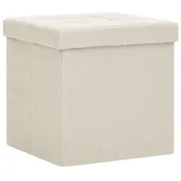 vidaXL Hocker mit Stauraum Cremeweiß Leinenoptik