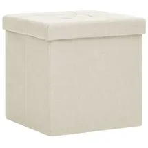 vidaXL Hocker mit Stauraum Cremeweiß Leinenoptik