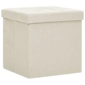 vidaXL Hocker mit Stauraum Cremeweiß Leinenoptik