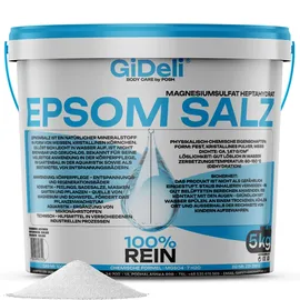 gideli Epsom Salz Magnesiumsulfat 5kg im Eimer - Bittersalz für Fußbad und Vollbad - Entspannung und Muskelentspannung - Reines Mineral für Körperpflege, Peeling Garten, Geruchlos