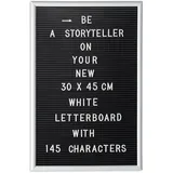 Relaxdays Letterboard, 145 Buchstaben, Zahlen, Sonderzeichen, 45x30 cm, Buchstabentafel zum Stecken, Kunststoff, weiß