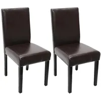 Mendler 2er-Set Esszimmerstuhl Stuhl Küchenstuhl Littau Leder, braun, dunkle