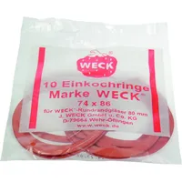 Weck Einkochring für Einmachgläser, Ø74/86 mm, 10er-Set, Rot