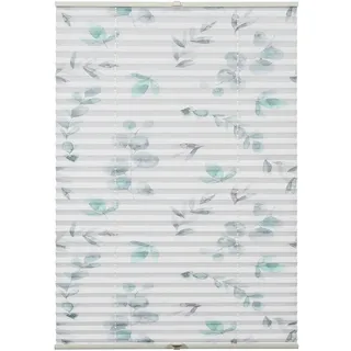 GARDINIA Plissee Concept zum Klemmen Blickdichtes Faltrollo, Lichtdurchlässig, Alle Montage-Teile inklusive, Höhenverstellbar, Zweig-Muster, Weiß, 50 x 130 cm (BxH)