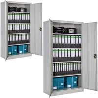 Tectake tectake® Aktenschrank aus pulverbeschichtetem Stahl 4 höhenverstellbare Einlegeböden, 180 x 90 x 40 cm