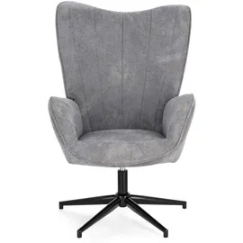 BIZZOTTO Drehsessel Inas aus Stoff, klassisch mit Mittelfuß, grau, gepolstert, drehbar 360 Grad