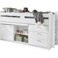 RELITA Hochbett Ponny LF 90 x 200 cm, mit Absturzschutz u. Stauraum, diverse Farben weiß