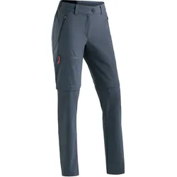 Outdoorhose MAIER SPORTS "Nata Zip Loop", Damen, Gr. 22, Kurzgrößen, blau (graublau), 55% Polyester, 45% Polyester (recycelt), Hosen, Damen Wanderhose, Zip-Off Funktionshose, 3 Taschen, Regular Fit