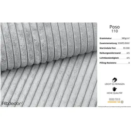 altdecor Eckcouch Cord 6-Sitzer Grau