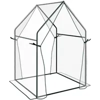 Outsunny Foliengewächshaus, Gewächshaus, Treibhaus mit Doppeltür, Winddichtes Tomatenhaus, Pflanzenhaus für Garten, PE, Transparent,