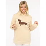 Zwillingsherz Dackel Hoodie beige L/XL