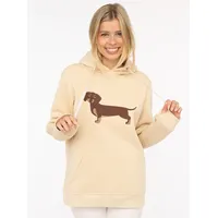 Zwillingsherz Dackel Hoodie beige L/XL