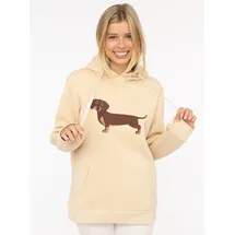 Zwillingsherz Dackel Hoodie beige L/XL
