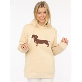 Zwillingsherz Dackel Hoodie beige L/XL