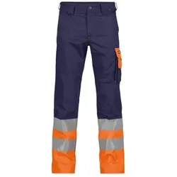 Omaha Warnschutzhose, dunkelblau/neonorange, Schrittlänge Minus, Größe 52 - dunkelblau - 52