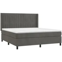 vidaXL Boxspringbett mit Matratze Dunkelgrau 180x200 cm Samt