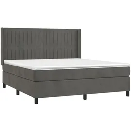 vidaXL Boxspringbett mit Matratze Dunkelgrau 180x200 cm Samt