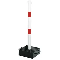 Absperrketteständer Outside weiß,2 rote Ringe,transportabel Pf.Ø60 mm