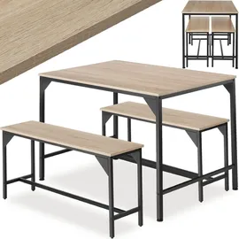Tectake Sitzgruppe Bolton 2 + 1 Industrial Holz Hell, Eiche Sonoma