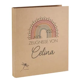 Striefchen Striefchen® Zeugnismappe mit Regenbogen-Motiv, personalisierbar oder neutral, A4, Namensaufdruck (Regenbogen mit Namen)