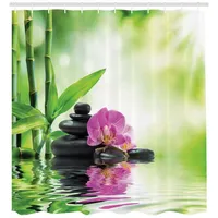 ABAKUHAUS Duschvorhang 175 x 180 cm grün rosa