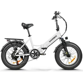 Touroll E-Bike Klapprad Elektrofahrrad mit 20 Zoll Fat Tire, 48V 15Ah Abnehmbarer für Lange Reichweite bis zu 120 km, 7 Gang Getriebe mit Mehrfache Dämpfung,Reichweite Max 90km 7-Gang-All-Terrain Ebike Herren für MTB, Strand & Schnee