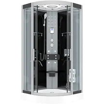 AcquaVapore Komplettdusche mit Schiebetür 100 x 215 cm Schwarz Sicherheitsglas D58-23T0