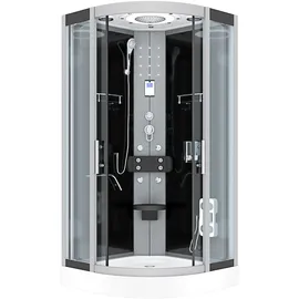 AcquaVapore Komplettdusche mit Schiebetür 100 x 215 cm Schwarz Sicherheitsglas D58-23T0