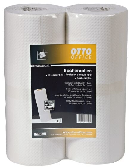 Küchenrollen 1-lagig Vliesstoff, 2 Rollen weiß, OTTO Office Premium, 24 cm