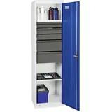 Stumpf & Kossendey, Werkstattschrank, Stumpf Werkzeugschrank S3000 2 Fachböden 5 Schubladen lichtgrau enzianblau (50 cm, 180 cm)